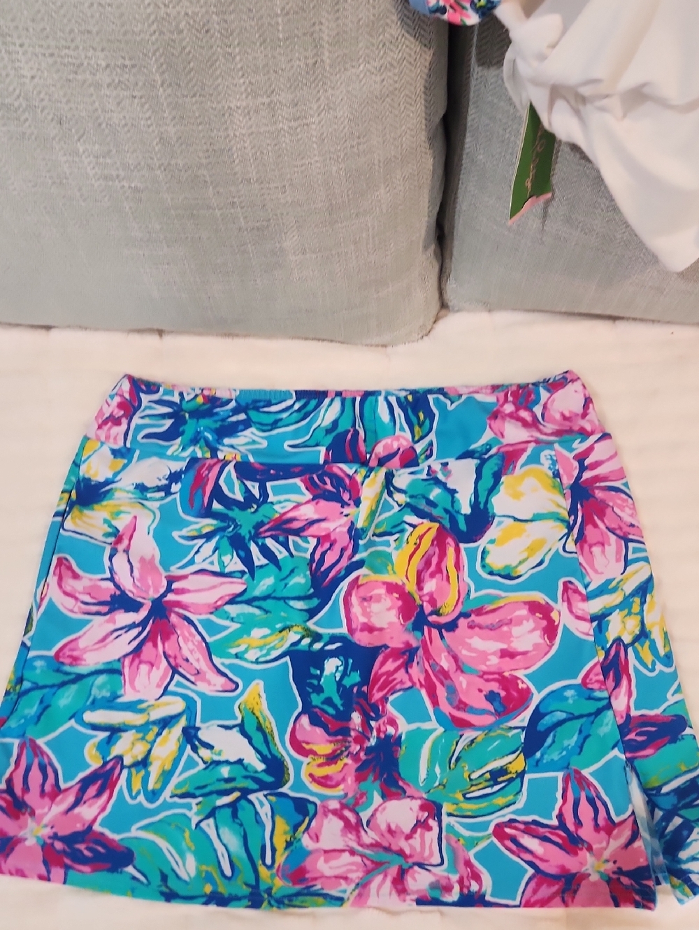 Aryeh Blue Floral Women's Skort with Pink & Yellow Accents